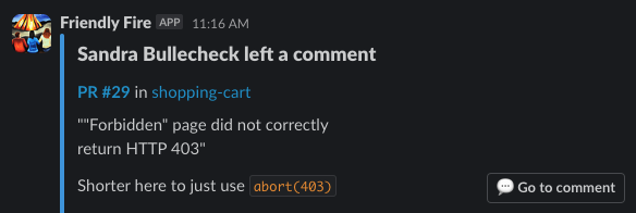 Slack comment thread notifcations