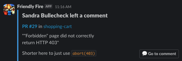 Slack comment thread notifications